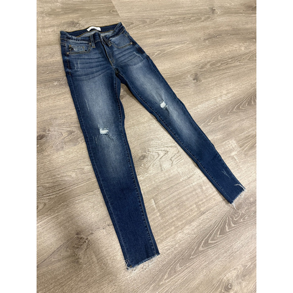 KANCAN Jeans Womens Size 3/25 Blue Denim Skinny ESTILO Distressed Raw Hem - Picture 8 of 8